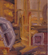 Atelier II, l auf Baumwolle, 14 x 12 cm