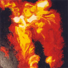 Feuerengl, l auf LW, 90 x 90 cm
