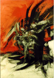 O.T. (Portrait rot), Tempera auf LW, 80 x 60 cm
