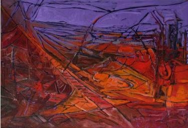 Landschaft Rot-Violett, l auf BW, 100 x 145 cm