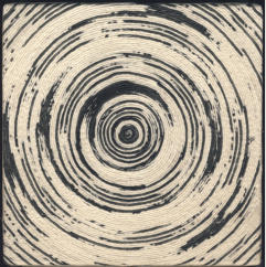 Spiral on wooden box, chinese ink on cotton, 20 x 20 cm