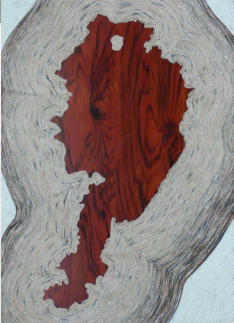 Form A, Cotton an wood imitation on MDF, 70 x 50 cm