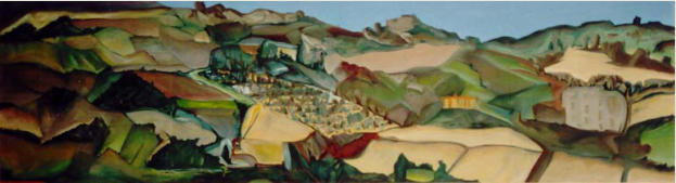 Landschaft Corciano, l auf BW, 110 x 400 cm