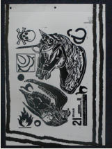 D.S., Xilo ad olio su carta, 42 x 30 cm