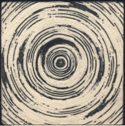 Spiral on wooden box, chinese ink on cotton, 20 x 20 cm