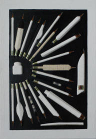 Jap. Kaligrafie design pens, Cotton on canvas, 65 x 45 cm