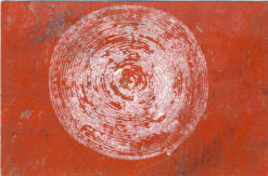 Spiral, primer on oil on canvas, 10 x 15 cm