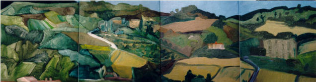 Corciano, l auf 4 Leinwnde, 18 x 64 cm