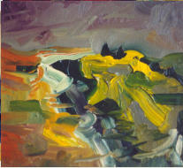 Corciano - Gelbes Geschmier, l auf BW, 18 x 16 cm