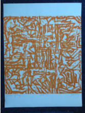 Tre, Xilo ad olio su carta, 42 x 30 cm