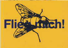 Mosca "Flieg Mich" ad olio su offset, 10 x 15 cm