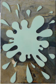 Kleksbild hellgrn, Lack auf PVC + l auf KR, 30 x 20 cm