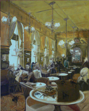 Cafe Sperl Vienna, olio su tela, 125 x 100 cm